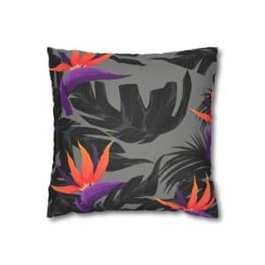 Flowers Faux Suede Square Pillowcase