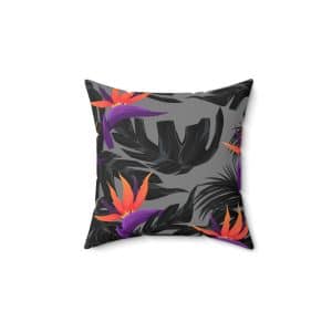 Flowers Faux Suede Square Pillow